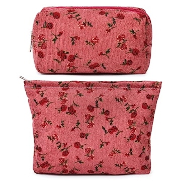 SOIDRAM 2 Pieces Rose Makeup Bag - Stylish & Practical Organizer