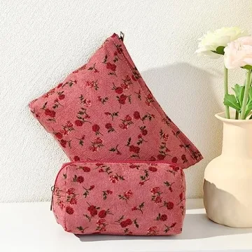 SOIDRAM Rose Makeup Bag Set for Perfect Travel Storage