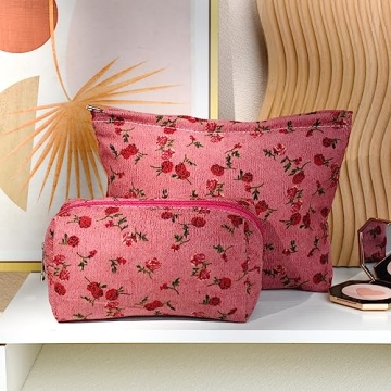 SOIDRAM Rose Makeup Bag Set for Perfect Travel Storage