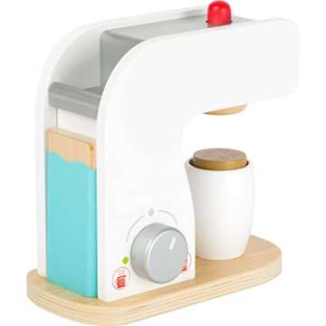 Small Foot Wooden Toys Coffee Machine, Cups and Coffee Beans Complete playset for Play Kitchens Desi...