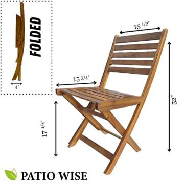 Patio Wise Folding Chair Set - Elegant Acacia Wood Seats
