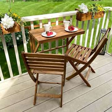 Patio Wise Folding Chair Set - Elegant Acacia Wood Seats