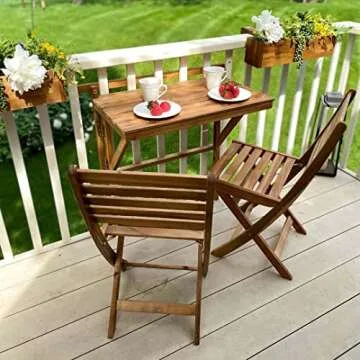 Patio Wise Folding Chair Set - Elegant Acacia Wood Seats