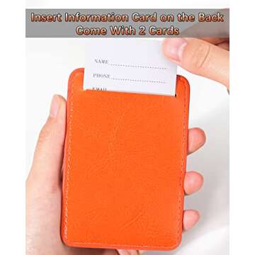 Teskyer Luggage Tags, 3 Pack Premium PU Leather Luggage Tags for Suitcases, Privacy Protection Travel Bag Tags, Orange