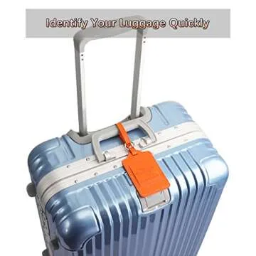 Teskyer Luggage Tags, 3 Pack Premium PU Leather Luggage Tags for Suitcases, Privacy Protection Travel Bag Tags, Orange