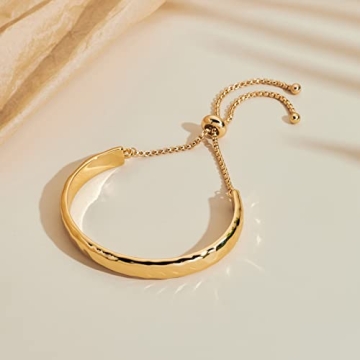 14K Gold Adjustable Bracelet for Women | ENSKEFEN Elegant Jewelry