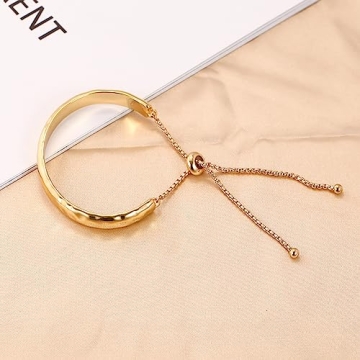 14K Gold Adjustable Bracelet for Women | ENSKEFEN Elegant Jewelry