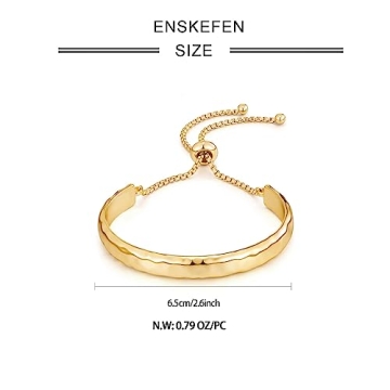 14K Gold Adjustable Bracelet for Women | ENSKEFEN Elegant Jewelry