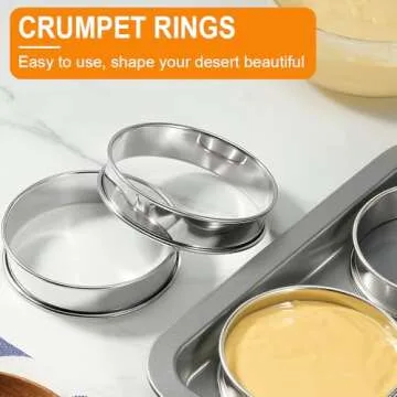 ARRITZ 4inch English Muffin Rings, 6pcs Double Rolled Stainless Steel Crumpet Tart Rings for Baking
