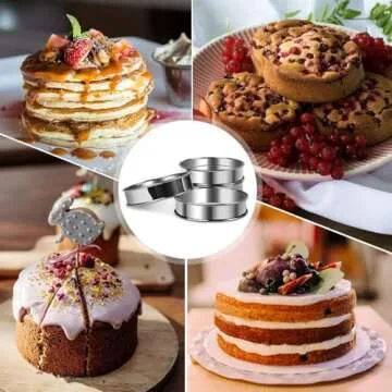 ARRITZ 4inch English Muffin Rings, 6pcs Double Rolled Stainless Steel Crumpet Tart Rings for Baking