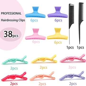 38 Pcs Pastel Styling Hair Clips Set Butterfly Hair Clamps Clips Alligator Hair Clips Croc Clips and...