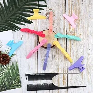 38 Pcs Pastel Styling Hair Clips Set Butterfly Hair Clamps Clips Alligator Hair Clips Croc Clips and Rat Tail Comb for Styling Sectioning Cuttingm Coloring Hairdressing Salon Tool Hair Accessories