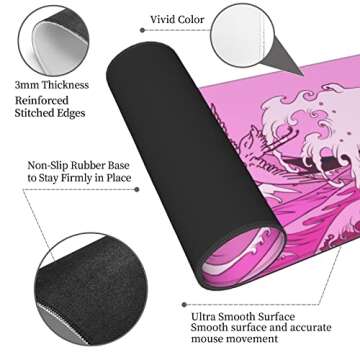 Japanese Wave Pink Cherry Blossom Crane Gaming Mouse Pad XL, Large Non Slip Rubber Mousepad, Stitched Edges Desk Pad, Long Extended Mice Pad,31.5'' X 11.8''