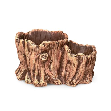 Dahlia Driftwood Stump Log Concrete Planter – Elevate Your Plant Décor