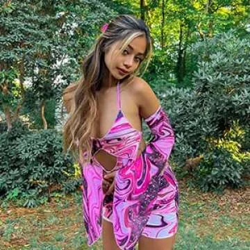 CAPE CLIQUE Marble Print Halter Backless Mini Dress