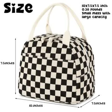 Bluboon Lunch Bag for Women Men Cute Corduroy Lunch Tote Bags Reusable Insulated Lunch Box Large Capacity Reusable Insulated Cooler for Work Picnic or Travel (Corduroy checkered)