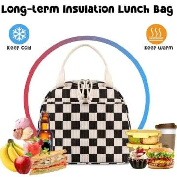 Bluboon Lunch Bag for Women Men Cute Corduroy Lunch Tote Bags Reusable Insulated Lunch Box Large Capacity Reusable Insulated Cooler for Work Picnic or Travel (Corduroy checkered)