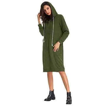 GRACE KARIN Lightweight Long Hoodies Tunic Sweatshirt Army Green Size S CL612-5