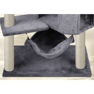 YUNIQUE Cat Tree with Cat Condo and Big Hammock, Grey