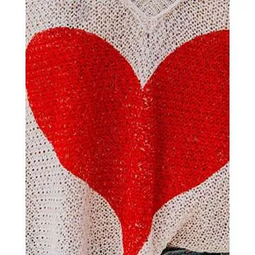 Chic Ermonn Heart Sweater Women V Neck Fashion