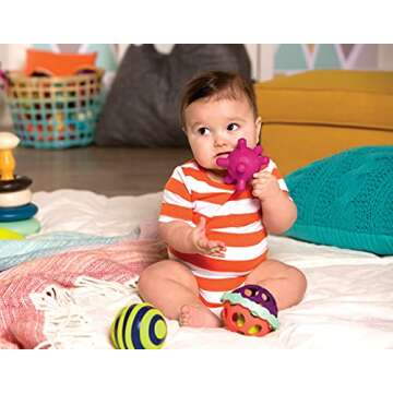 B. toys- B. baby- Textured Sensory Balls for Baby- Developmental Toy- Textured Balls Set– of 4 Balls For Infants- Ball-a-balloos- 6 months +