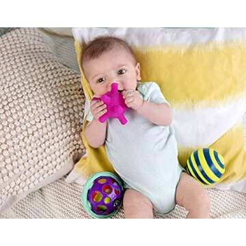 B. toys- B. baby- Textured Sensory Balls for Baby- Developmental Toy- Textured Balls Set– of 4 Balls For Infants- Ball-a-balloos- 6 months +