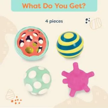 B. toys- B. baby- Textured Sensory Balls for Baby- Developmental Toy- Textured Balls Set– of 4 Balls For Infants- Ball-a-balloos- 6 months +