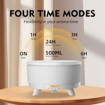500ML Large Capacity Essential Oil Diffuser, Ultrasonic Aromatherapy Diffuser with 7 Color LED Light...