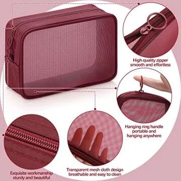 Weewooday Mesh Makeup Bag Set for Travel and Organization