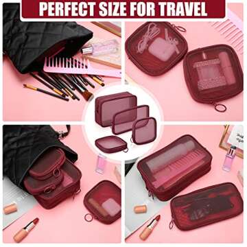 Weewooday Mesh Makeup Bag Set for Travel and Organization