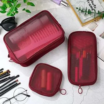 Weewooday Mesh Makeup Bag Set for Travel and Organization