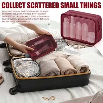 Weewooday Mesh Makeup Bag Set for Travel and Organization