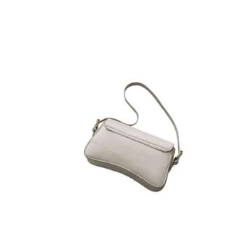 Verdusa Women's Leather Shoulder Bag Clutch Purses Trendy Hobo Crossbody Handbags Y2K Saddle Flap Underarm Purse Beige One-Size