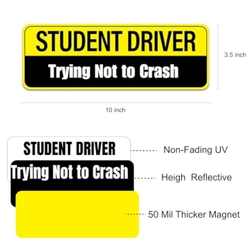 Student Driver Magnet - Reflective Car Safety Stickers