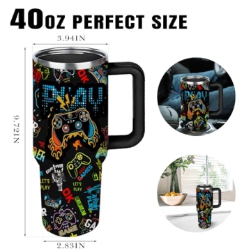 40oz Gamer Tumbler Cup for Gaming Gifts for Boys