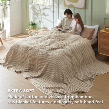 Bamboo Cooling Waffle Blanket for Hot Sleepers - King Size