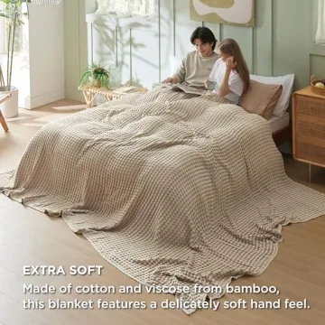 Bamboo Cooling Waffle Blanket for Hot Sleepers - King Size