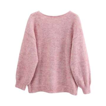 Lumister Cute Oversized Cardigan Sweaters for Women Y2K Long Sleeve V Neck Bow Tie Front Cadigan Kni...