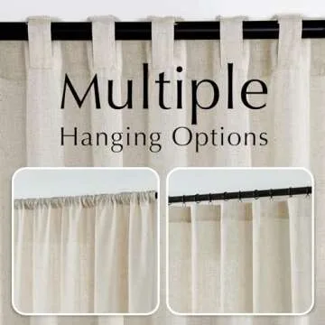 jinchan Linen Blend Beige Curtains 84 Inches Long for Living Room Farmhouse Rod Pocket Back Tab Light Filtering Window Drapes for Bedroom Curtains Crude 2 Panels