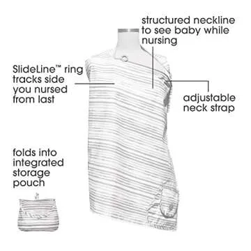 Boppy Nursing Cover for Breastfeeding, Gray Watercolor Stripes, Apron Style with Storage Pocket, Rigid Neckline to See Baby While Feeding, and Breastfeeding or Pumping