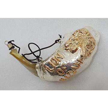 Shofart Israel Silver 925 Anointing Ram Shofar Lion Of Judah with Gift of 12ml Anointing Oil Bottle from the Holy Land