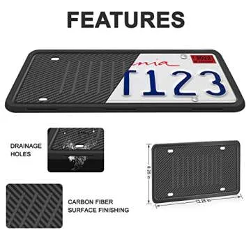 License Plate Frame, Leadstar 1 Pack Black TPU Car License Plate Cover, Universal US Car License Plate Bracket Holder. Rust-Proof, Rattle-Proof, Weather-Proof with Drainage Holes Car Accessories