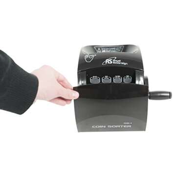 Royal Sovereign 1 Row ECO-Friendly Manual Hand Crank Coin Sorter (QS-1), Single,Black