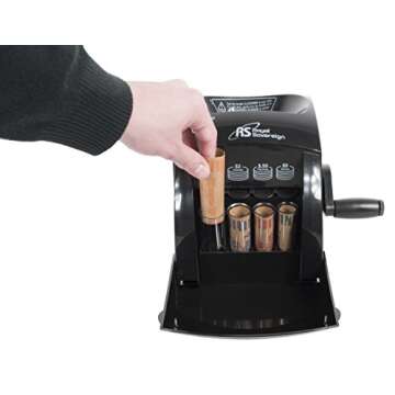 Royal Sovereign 1 Row ECO-Friendly Manual Hand Crank Coin Sorter (QS-1), Single,Black