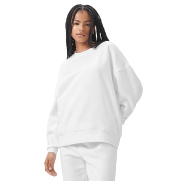 Florence by Mills Women's Cozy Crush Oversized Sweatshirt - White, Medium
