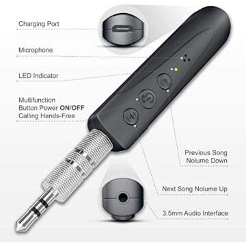 Bluetooth Receiver,Oliomp Bluetooth Adapter,Portable Wireless Bluetooth Aux Headphones Adapter with Clips Design, Hands-Free Audio Car Kits with 3.5mm Jack Stereo Output