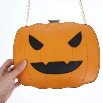 FENICAL Pumpkin Bag Crossbody Bag Halloween Pumpkin Messenger Bag Devil Shoulder Chain Bag Pumpkin Purse for Gothic BagHalloween Purse Women Girls (Brown)