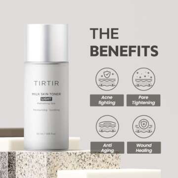 TIRTIR Milk Skin Toner Light | Instant Hydration with 4% Niacinamide, Pore-Tightening, Vegan Toner for Acne-Prone, Sensitive & Oily Skin, Fungal Acne Safe, Panthenol, Allantoin, Vitamin B