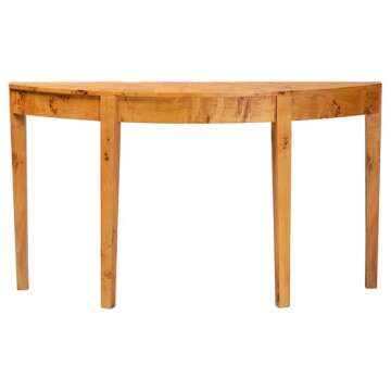 Bali & Pari Jihan Real Burl Wood Console Table with Half-Moon Design