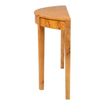 Elegant Bali & Pari Half-Moon Console Table in Burl Wood